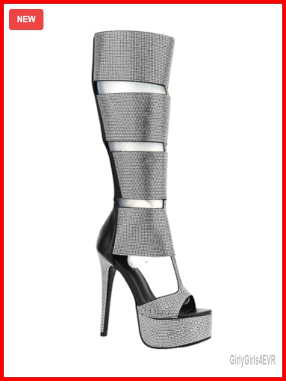 Wide Calf Stiletto Platform Knee High Boots Faux Leather Handmade